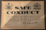 Safe Conduct Certificate for Allied Soldiers