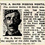 Pte Andrew Baird 9 Apr 1917 Nine Elms Cemetery 134th-15th Bn