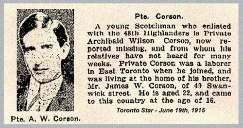 Private CORSON, ARCHIBALD WILSON