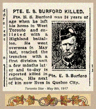 Pte Edward Swift Burford 9 Apr 1917 Nine Elms Military Cemetery