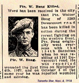 Pte Walter Boag 15 Aug 1917 - Vimy Memorial